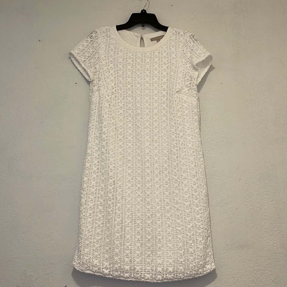 Banana Republic size 10 knit shift dress polyester lining white 100% cotton
